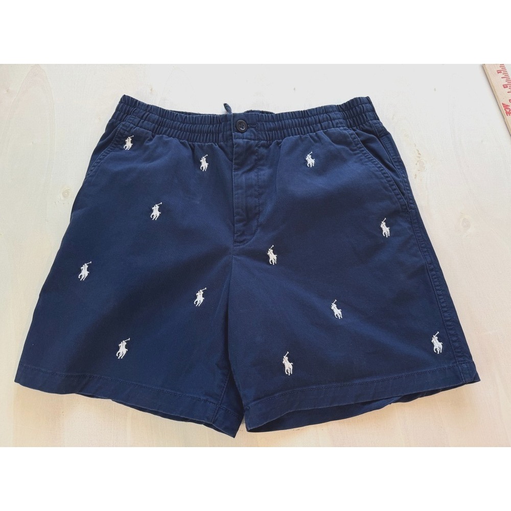 Polo Ralph Lauren Prepster Stretch Chino Boys 16 Navy White Pony Logo Shorts